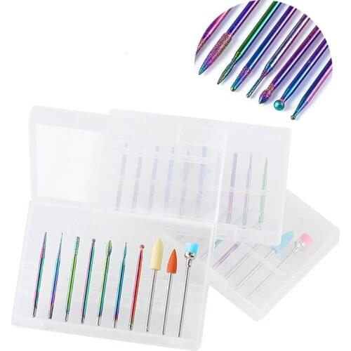 10PCS/box Nail Drill Bits Rainbow Coating Carbide Cuticle Milling Cutter Electric Grinder for Manicure Nail Drill Accessories