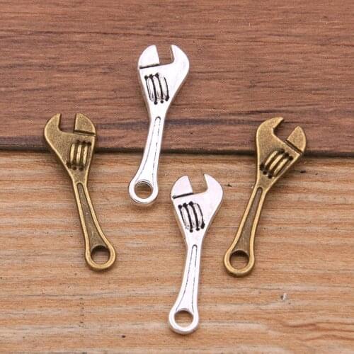 30PCS 7*24MM 2 Color Wrench Tool Charms Daily Supplies Pendant Metal Alloy For DIY Necklace Bracelet Earrings Marking