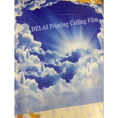 Blue Sky Printing stretch ceiling film for Sun in the cloud pvc ceiling film for home decoration