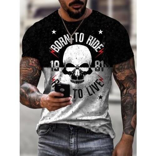 Hot Sale Skull Printed Oversized T Shirt For Men Streetwear Quick-Drying Casual Short Sleeved Top Tees