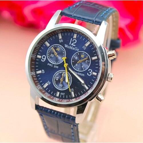 Hot And Cheap Womage Men watch Luxury Brand Watches Quartz Clock Fashion Leather Watch Sports wristwatches relogio male 6 Color