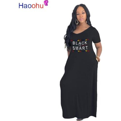 HAOOHU 2020 Women Summer Fashion Dress Long Maxi Dress Letter Print Street Sexy Bandage Beach Night Club Party Dresses Vestido