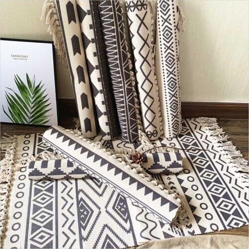 Cotton Soft Tassel Home Carpets for Living Room Bedroom Decorate Home Carpet Floor Door Mat Nordic Cotton LinenArea Rug Mats