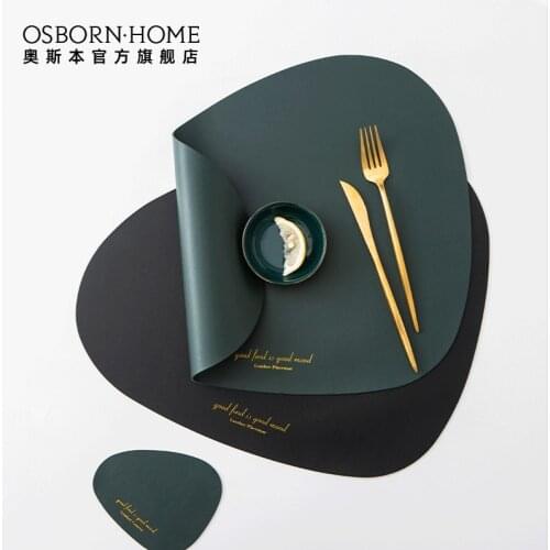 OSBORN Creative Nordic Leather Placemats For Dining Table Mats With Coaster