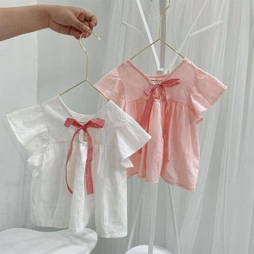 Summer Toddler Girl T-shirts Stylish Korean Ruffled Flying Sleeves Tops for Girl Kids Clothing Baby Girl Tshirts 2020 Chid Tees