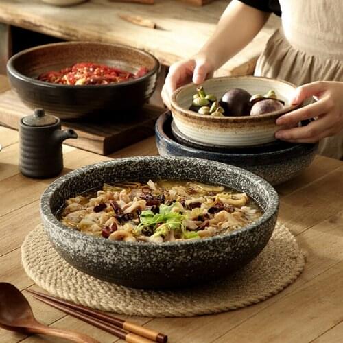 Japanese style bowl, ceramic bowl, ramen bowl, soup bowl, large capacity restaurant special crayfish, pickled cabbage, fish, boi