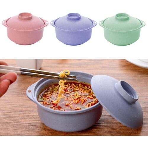 Instant Noodle Bowls With Lids Soup Hot Rice Bowls Japanese Style Students Food Container Healthy Tableware Bowl Tableware