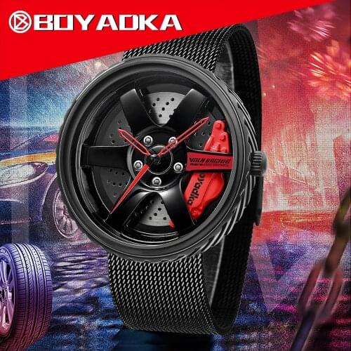 2021 Men Car Wheel Watch Fashion Waterproof Sport Watch Mens Quartz Mesh With Rim Hub Watch Run Quartz Men Quartz Watch