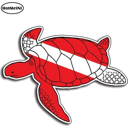 HotMeiNi 13cm x 10.2cm for Sea Turtle Scuba Diving Down Sticker Diver Decal Dive Graphic Car Truck Flag Waterproof Car Sticker