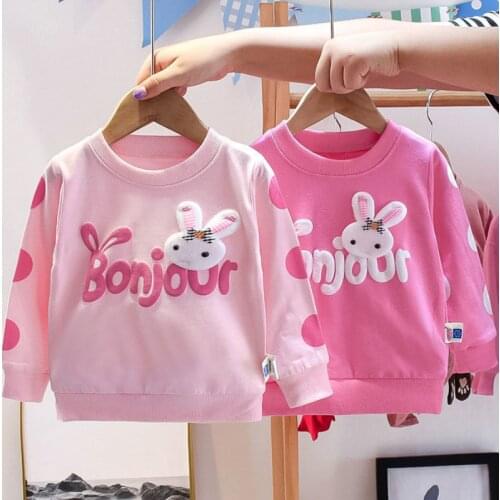 Spring and Autumn Girls Bottoming Shirt 2021 New Childrens Sweater Baby Girl Pure Cotton Long-sleeved Top Childrens Clothing