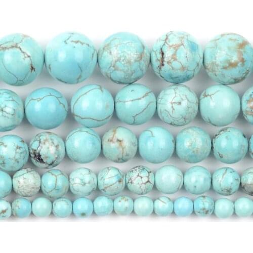 Wholesale Natural Blue Turquoises Stone Beads Round Loose Spacer Beads For Jewelry Making DIY Bracelet Handmade 4/6/8/10/12mm