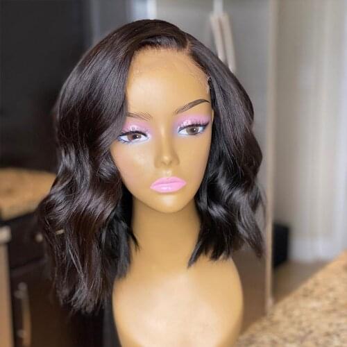 Wavy Lace Front Human Hair Wigs Short Bob Brazilian Remy 4x4 Lace Closure Wig Glueless 13x4 Lace Front Wig For Women 180 Density