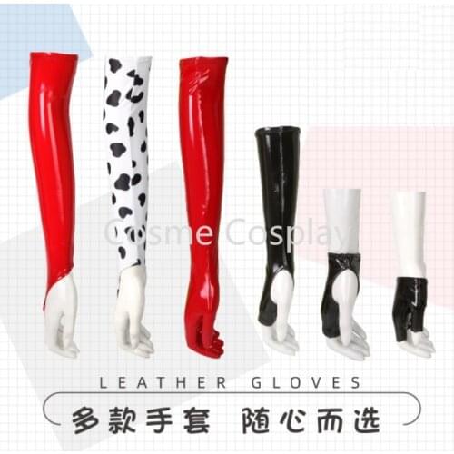 Cos Paint Gloves Long Short Fingerless Full Fingers Half Palm Hang Finger Black Red White Leather Gloves Latex