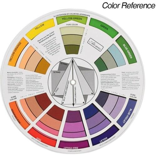 Professional Tattoo Nail Pigment 12 Color Wheel Paper Card Three-tier Design Mix Guide Round The Central Circle Rotates New #E