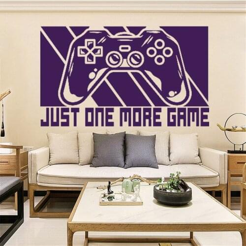 Just One More Game Papers Gamepad Wall Decals Playroom Wall Stickers Vinyl Home Decoration Boy Bedroom Art Murals Posters Z042
