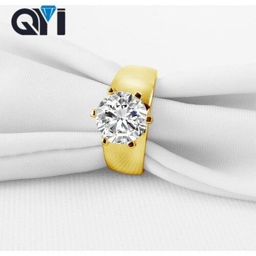 QYI 14k Solid Yellow Gold Women Wedding Ring 2.65 ct Round Cut CZ Engagement Ring Bridal Jewelry Design