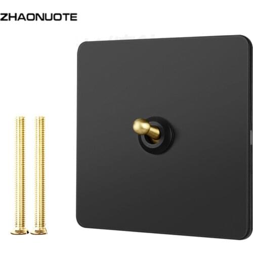 Retro Brass Toggle Switch 1-4 Gang 2 Way Black Nordic Simple Stainless Steel Panel Metal Wall Light Switch