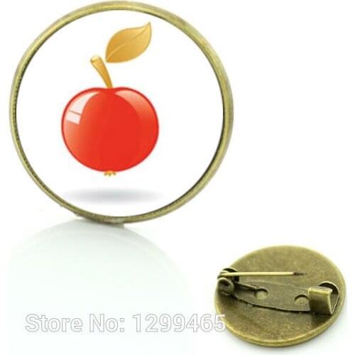 Christmas gift Cherry brooches pins jewelry for men and women Christmas gift for baby Glass cabochon dome pin C15