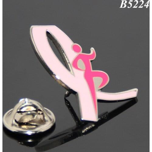 Pink ribbon badge badge care breast promotion zinc alloy badge custom