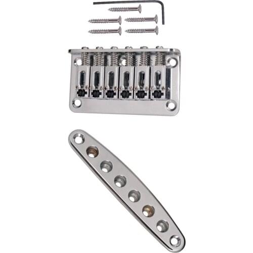 Sliver Electric Guitar Bridge Saddle with Thru Body Ferrules Bushing Plate for Guitar Bass