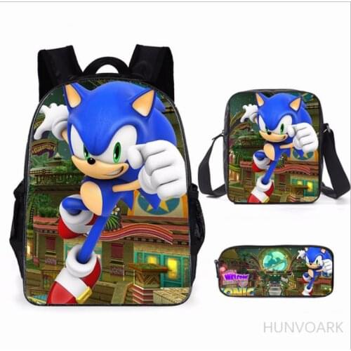 SONIC RACING School Bags 3pcs/set for Boys Girls Teenagers School Backpack School Supplies Bookbag Lovely Satchel
