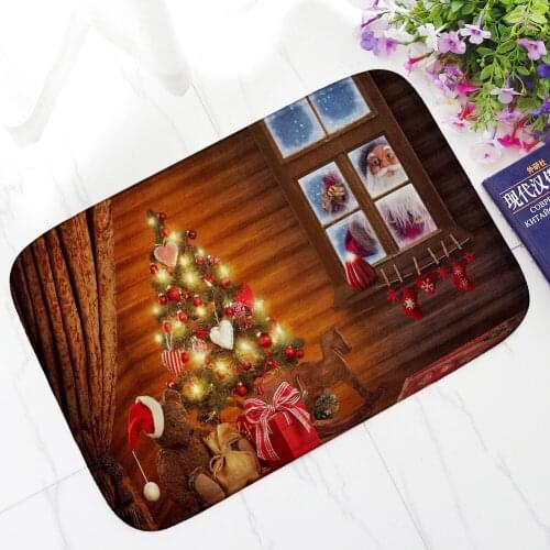 Modern Home Decor Mats Merry Christmas Pattern 3D Printed Living Room Bedroom Floor Mat Anti Slip Hallway Indoor Footmat