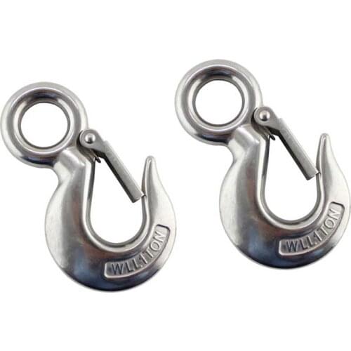 S320 Stainless Steel Heavy Duty Trigger Round Eye Hoist Crane Hook Snap Lifting with Safety Load Limit of Rigging Hardware 2Pcs