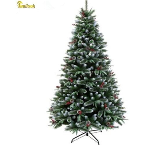 Teellook 1.2m/3.0m encryption Christmas tree pine needles pine cones sticky white PE YE Fruit Garden Mall Christmas Decoration