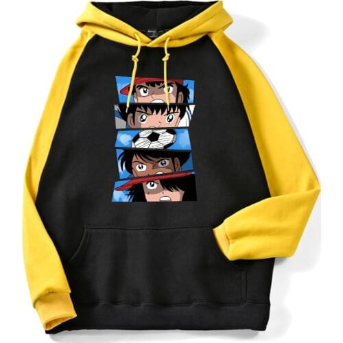 Hoodies Japan Anime Captain Tsubasa Printing Male Raglan Pullovers Hip Hop Fashion Brand Hoody Comfortable Casual Mens Clothing