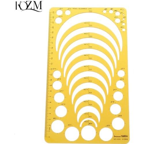1 Pc Yellow Resin Template Ruler Stencil Measuring Tool For Drawing Many Size Round Circle Office And School Supply