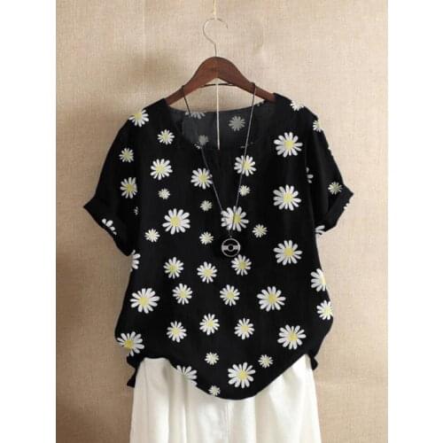 Harajuku Female T-Shirt Casual O Neck Flower Printing 2020 Summer Tops Plus Size Vintage Ropa Mujer T-shirts for women