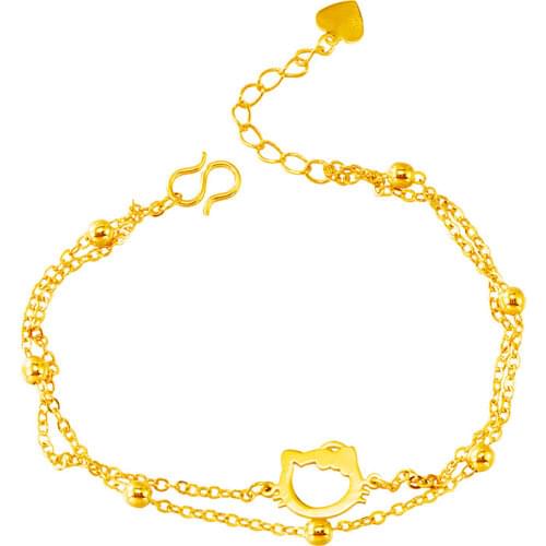 Lovely Cat Golden WomenS Foot Bracelets 24K Copper Double Layered Ankle Straps Leg Chain Anklet Bead Decorations 2021 Jewelry