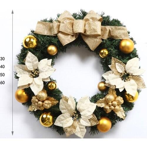 30cm diameter golden and red christmas decorative flower wreath Christmas Garland Gift for home garden and hotel