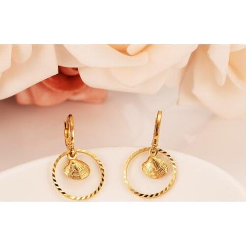 Gold drop Earring cute shell pendant For Women Birthday Gift Trendy GoldEngagement Wedding Bands Promise party Earring gifts