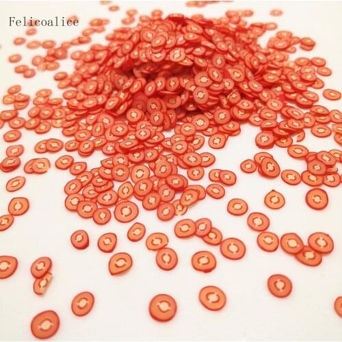 1kg Soft Polymer Clay Tomato Slice Sprinkles for Slime Shaker Card Slime filling Fake Cake Dessert Food Particles