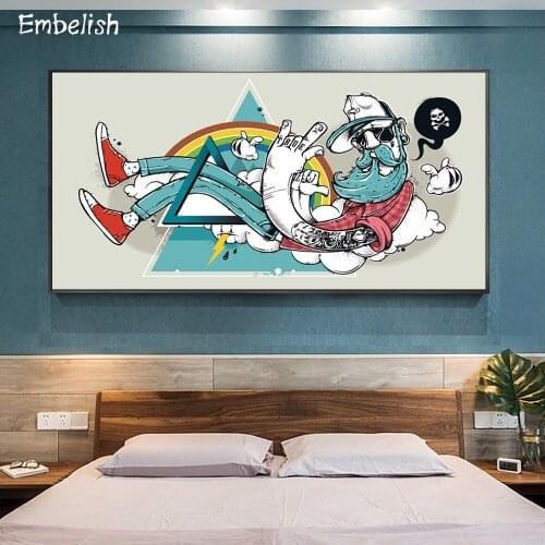1 Pieces Cartoon Graffiti Hipster Dude Wall Pictures For Kids Childrens Living Room Modern Home Decor Posters HD Canvas Painting
