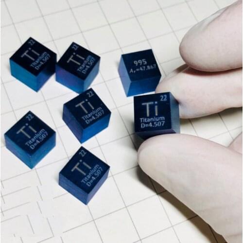 1pc Deep Blue Titanium Metal Pure Ti 995 Titanium Cube Periodic Table Craft Wonderful Collection 10*10*10mm
