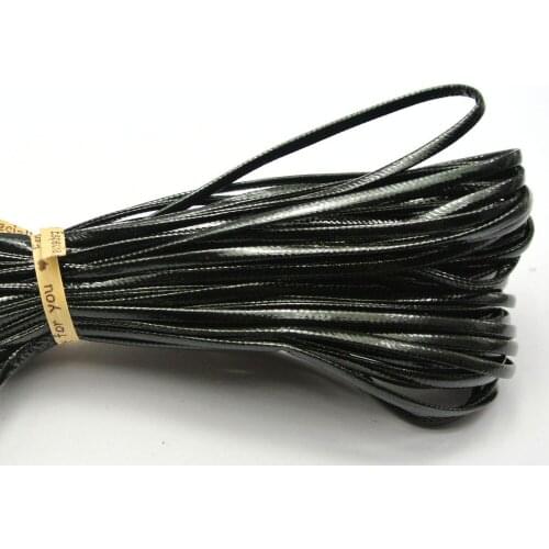 10 Meter Black Flat Soft Synthetic Leather Jewelry Cord Lace String 3X1mm