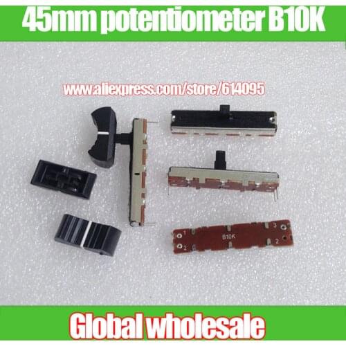 10pcs Long 45mm Mixer Mixer Equalizer Fader B10K / 30mm Travel Straight Potentiometer 10KB / Handle Length 10mm + 10pcs Fader Ca