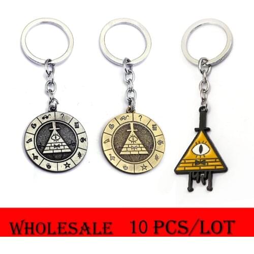 10pc/lot Wholesale Anime Gravity Bill Cipher Boss Keychain Pendant Keyring Chaveiro Cosplay Jewelry Gifts