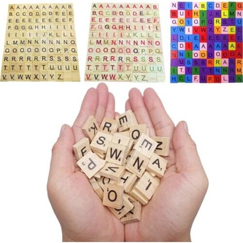 100 Pcs Wooden Scra-bble Tiles, Scra-bble Letters for Crafts, Making Alphabet Coasters and Scra-bble Crossword Game