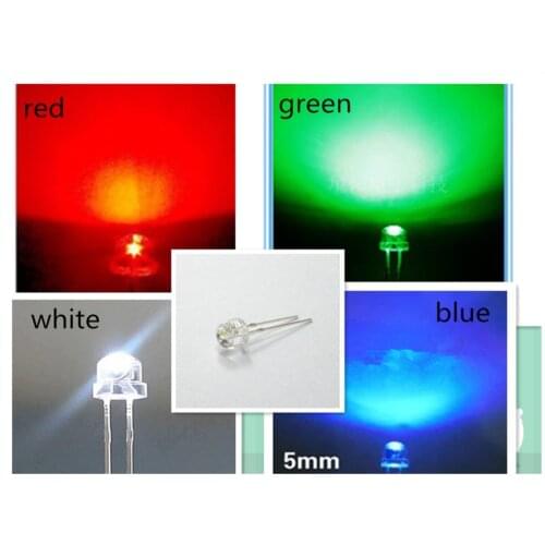 1000 pcs/lot 5mm straw hat led diode LED yellow red blue green white (F 4.8mm) 1600mcd leds Light Emitting Diodes mix color kit