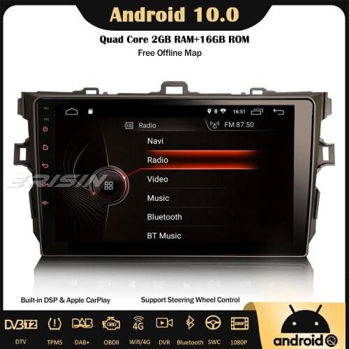 4297 9" Android 10 Car Stereo DSP Radio DAB+ CarPlay GPS TPMS OBD Wifi USB 4G Bluetooth Sat Nav For TOYOTA COROLLA ALTIS