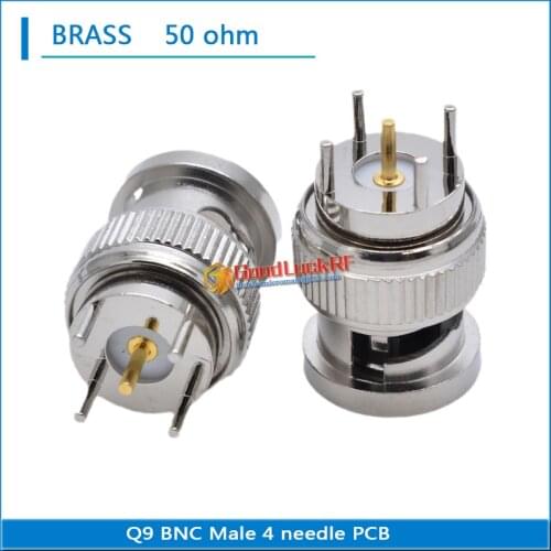 50 ohm BNC Q9 Male solder cup PCB 4 needle Nickel Plated Brass RF Connector Coaxial Adapters