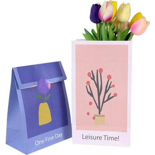 6pc Color Kraft Paper Bag Creative Pattern Wedding Party Sweet Candy Gift Bag Biscuit Food Packaging Bag Birthday Party Supplies