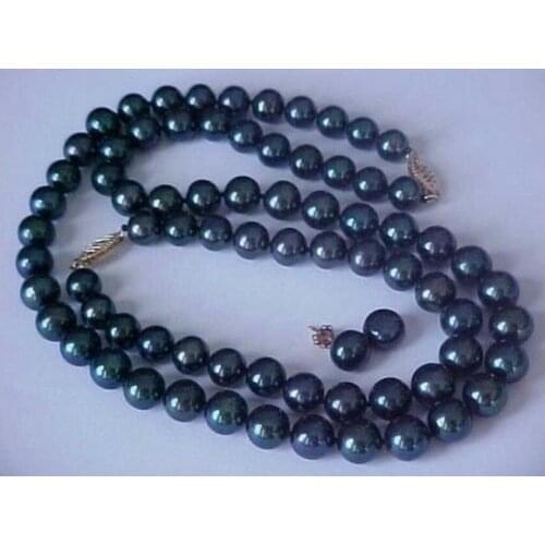 9-10mm baroque tahitian multicolor black green pearl necklace 48inch