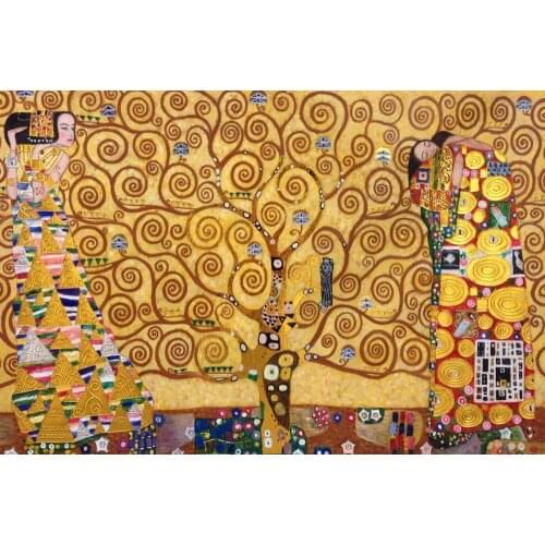 Abstract Gustav Klimt Painting The Tree of Life, Stoclet Frieze,1909 Canvas Wall Art Oil Painting for Living Room Hand Painted