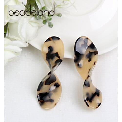 Beadsland Acetic Acrylic Drop Earrings Screwy Shapped Fashion Vintage For Women Men Unisex Dancing Party Gift 39994