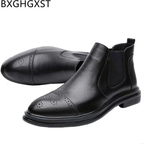 Chelsea boots men brogue shoes mens dress boots 2020 Coiffeur italian shoes black boots mens shoes genuine leather classic shoes