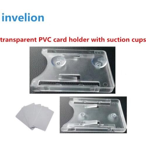 200pcs/lot pvc card holder with transparent suction cups for parking vehicle rfid windshield card tag access control management